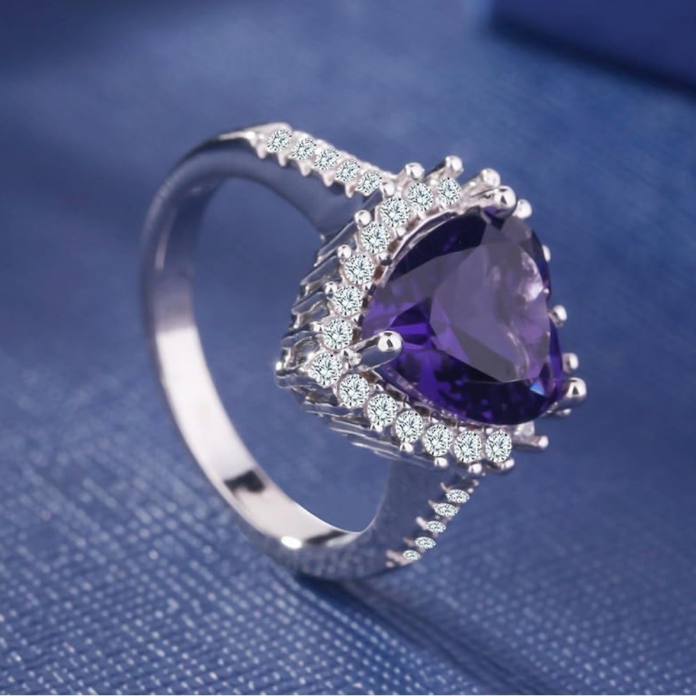 Mystic Topaz Silver Plated Heart Ring - Picture 3 of 3
